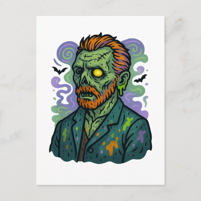 Zombie Van Gogh – Cartoon Comic Parody Postcard (Front)