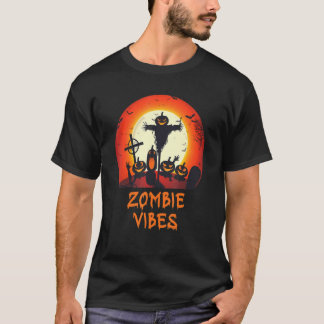 Zombie Vibes Moonlit Graveyard  Scary Kids Boys Ad T-Shirt