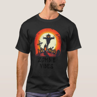 Zombie Vibes Moonlit Graveyard  Scary Kids Boys Ad T-Shirt