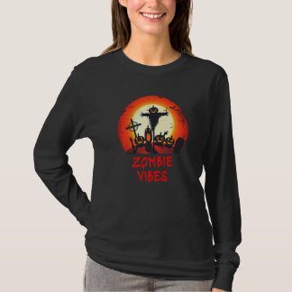 Zombie Vibes Moonlit Graveyard Scary Kids Boys Ad T-Shirt