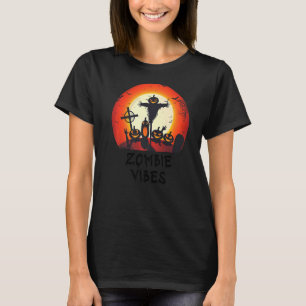Zombie Vibes Moonlit Graveyard Scary Kids Boys Adu T-Shirt