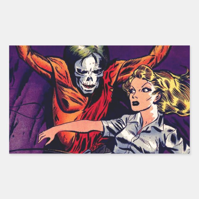 Zombie - Vintage Horror Comic Rectangular Sticker (Front)