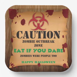 Zombie Virus Outbreak Halloween Party Paper Plate