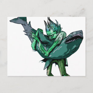 Zombie vs Shark Postcard