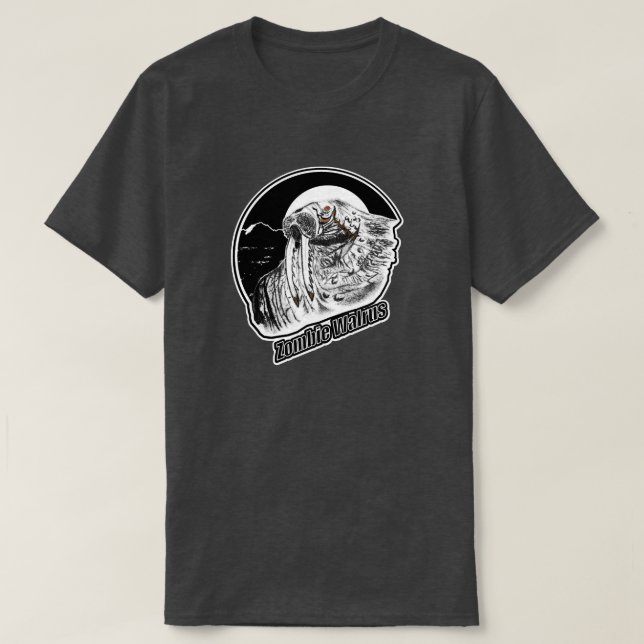 Zombie Walrus BW T-Shirt (Design Front)