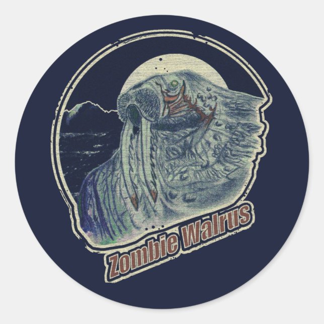 Zombie Walrus  Classic Round Sticker (Front)