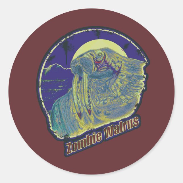 Zombie Walrus  Classic Round Sticker (Front)