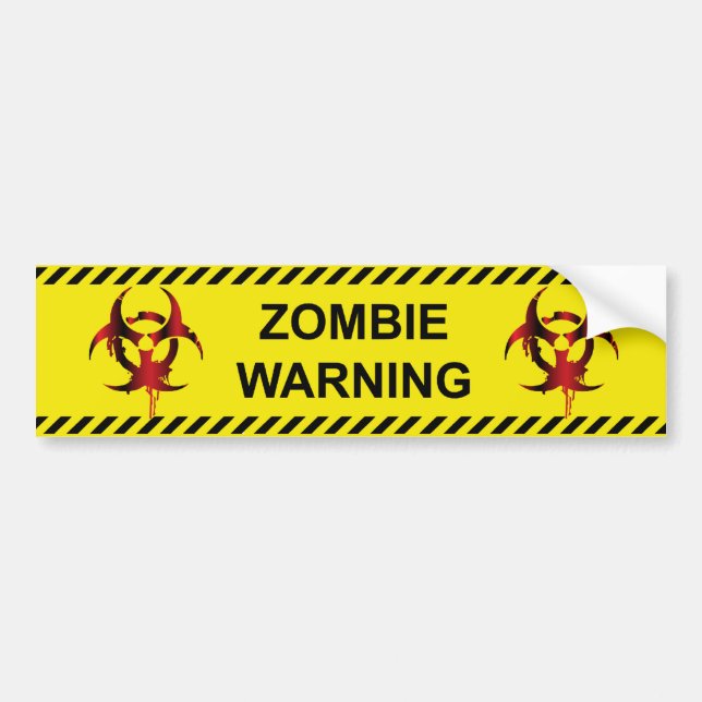 Zombie Warning Bumper Sticker (Front)