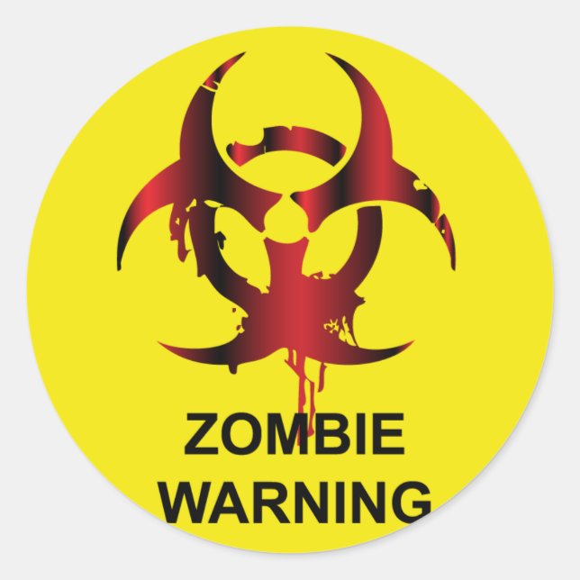 Zombie Warning Classic Round Sticker (Front)