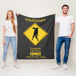Zombie Warning Halloween Fleece Blanket
