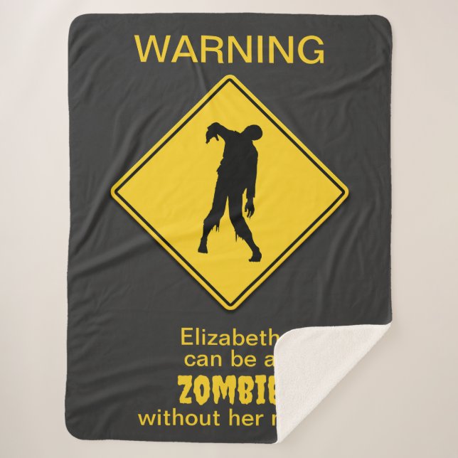 Zombie Warning Halloween Sherpa Blanket (Front)