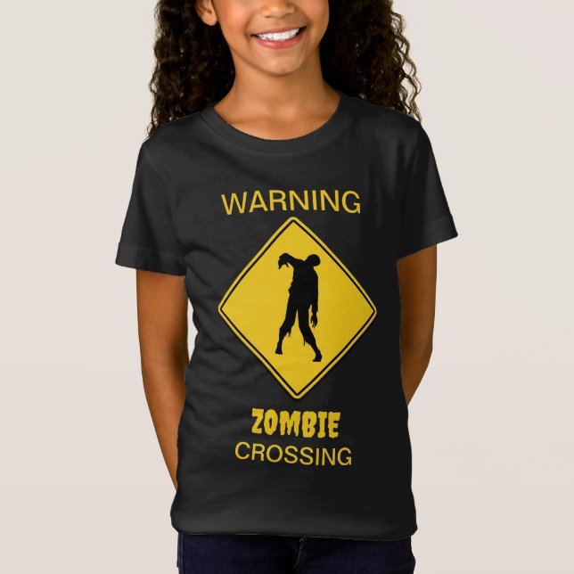 Zombie Warning Halloween T-Shirt (Front)