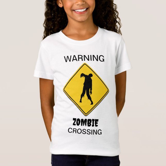 Zombie Warning Halloween T-Shirt (Front)