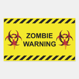 Zombie Warning Rectangular Sticker