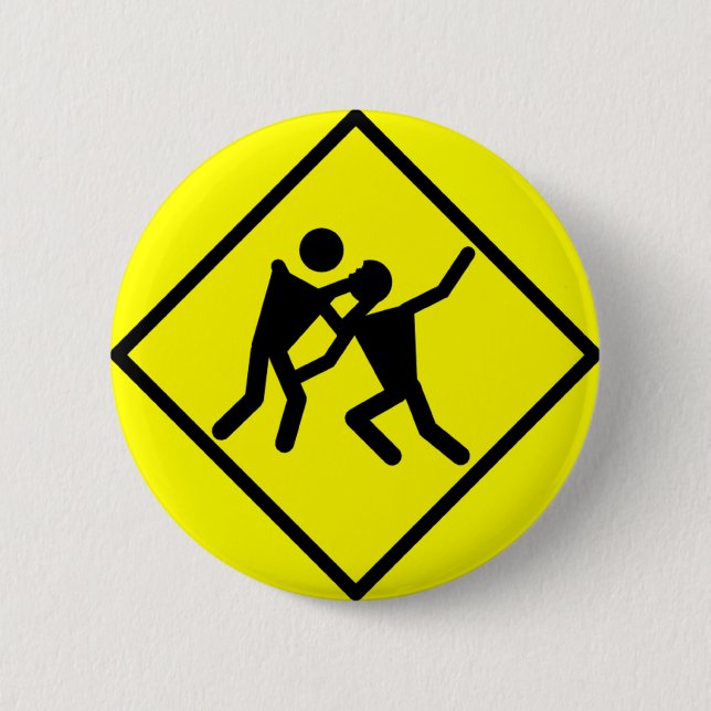 Zombie Warning Road Sign 6 Cm Round Badge (Front)