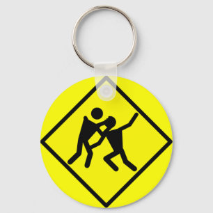 Zombie Warning Road Sign Key Ring