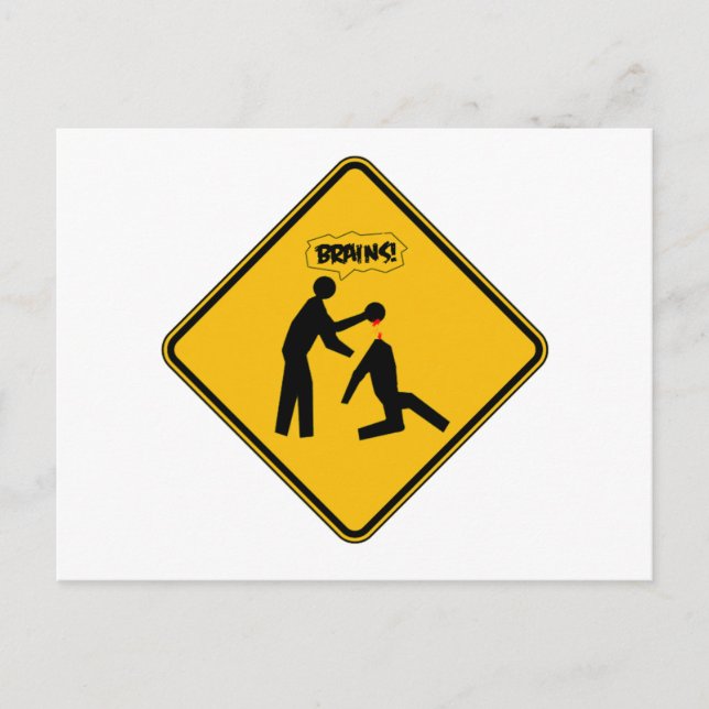 Zombie Warning Sign Postcard (Front)