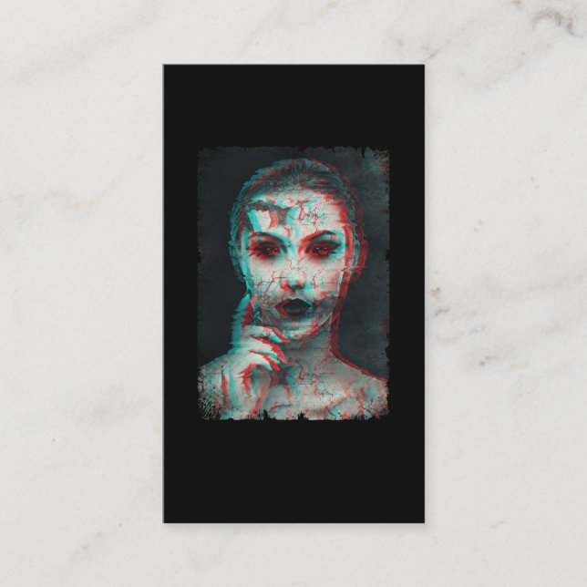 Zombie Woman Creepy Girl Devil Business Card (Front)