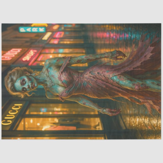 Zombie Woman in Tattered Evening Gown | Gothic  Tissue Paper (Front)