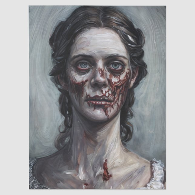 Zombie Woman Portrait Tissue Paper (Front)