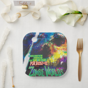 Zombie Worlds Halloween Galaxy of Horrors Paper Plate