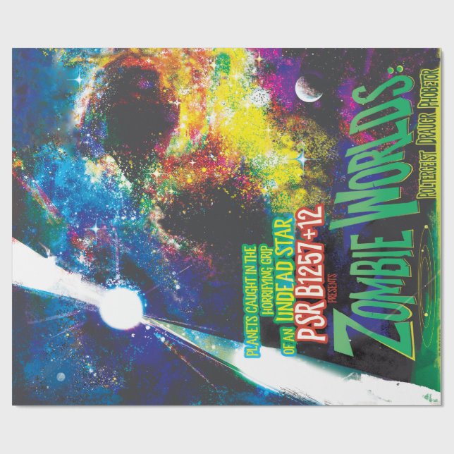 Zombie Worlds Halloween Galaxy of Horrors Wrapping Paper (Flat)