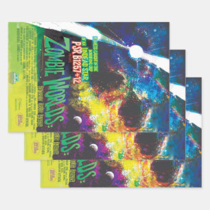 Zombie Worlds Halloween Galaxy of Horrors Wrapping Paper Sheet