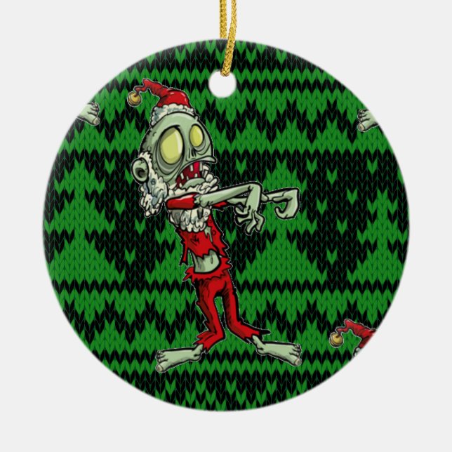 zombie xmas santa ceramic tree decoration (Front)