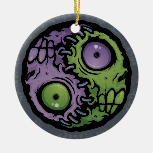 Zombie Yin-Yang Ceramic Tree Decoration (Front)