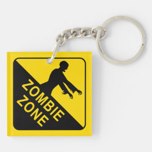 Zombie - Zombie Zone Warning Sign key ring