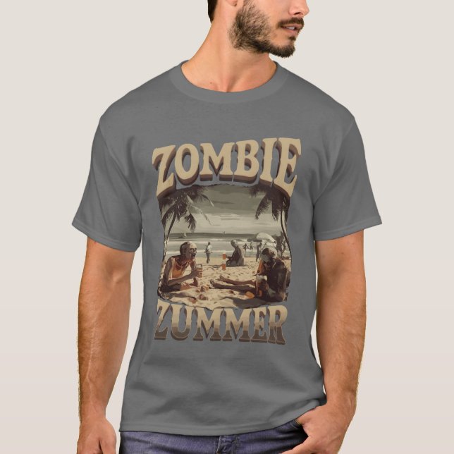 Zombie Zummer Beach Vibes with Undead Friends fami T-Shirt (Front)