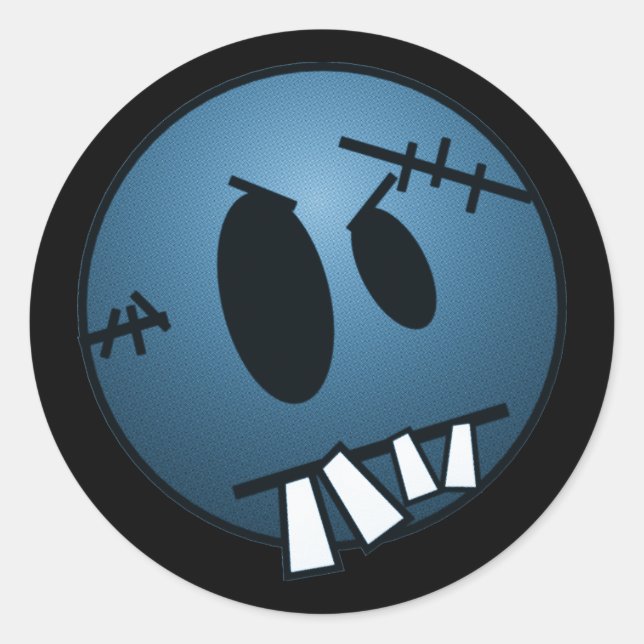 ZOMBIECON FACE - BLUE CLASSIC ROUND STICKER (Front)