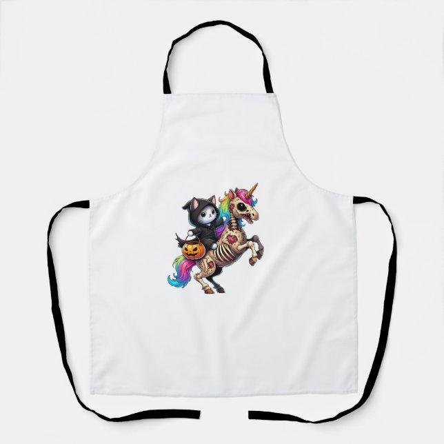 Zombiecorn Cat Halloween Grim Reaper   Apron (Front)