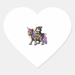 Zombiecorn Cat Halloween Grim Reaper   Heart Sticker