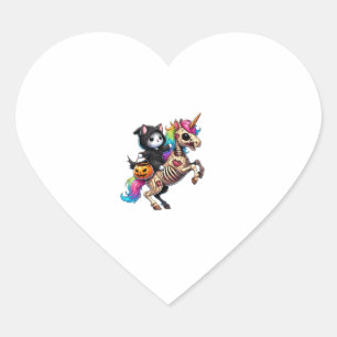 Zombiecorn Cat Halloween Grim Reaper   Heart Sticker