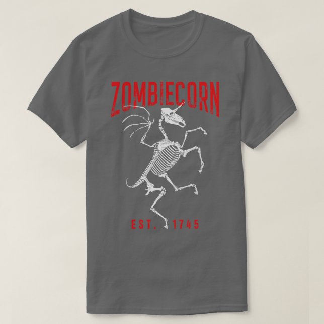 Zombiecorn Goth Halloween Zombie Unicorn Skeleton T-Shirt (Design Front)