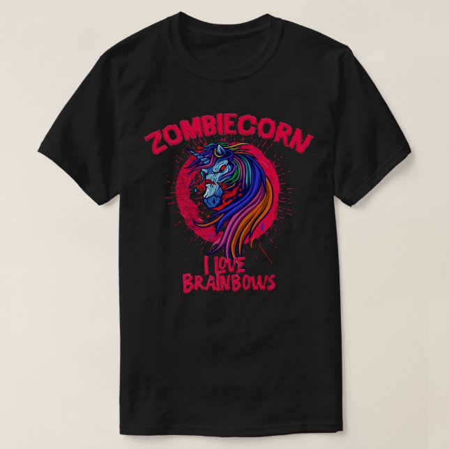 Zombiecorn I love Brainbows Halloween Zombie Unico T-Shirt (Design Front)