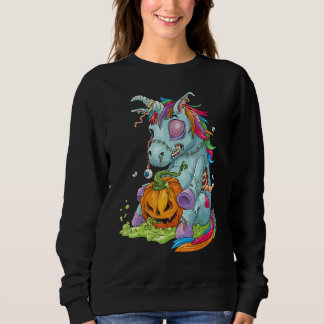Zombiecorn Zombie Unicorn Halloween Costume Pumpki Sweatshirt