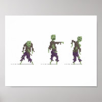 Zombies 8-Bit Pixel Art Poster