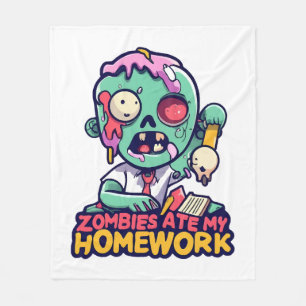 Zombies Ate My Homework Fleece Blanket