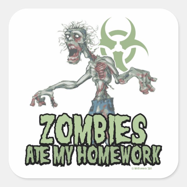Zombies Ate My Homework Square Sticker (Front)