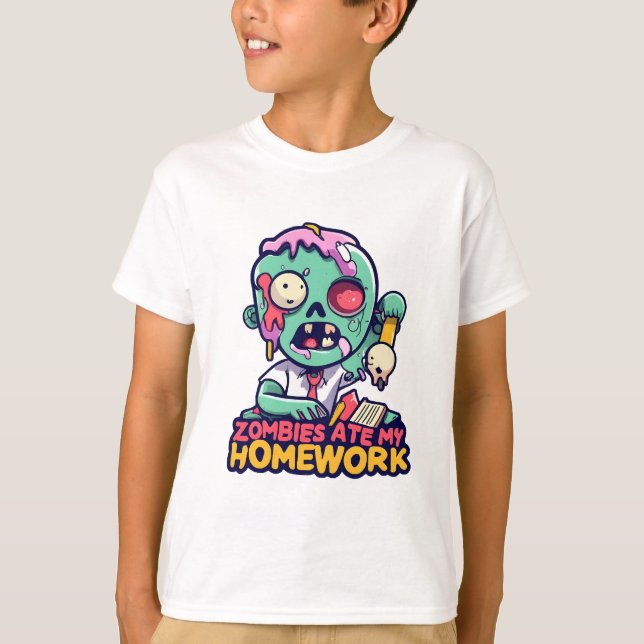 Zombies Ate My Homework T-Shirt (Front)