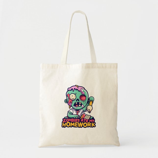 Zombies Ate My Homework Tote Bag (Front)