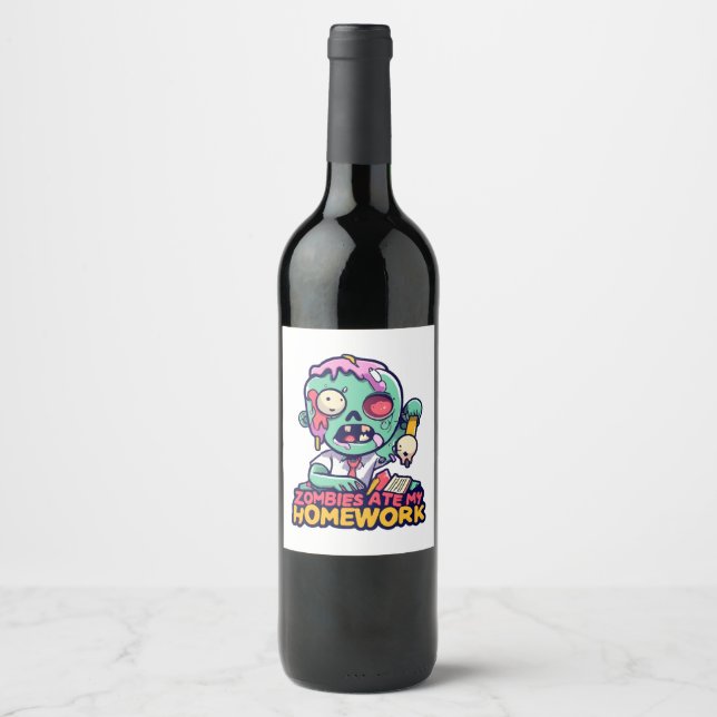 Zombies Ate My Homework Wine Label (Front)
