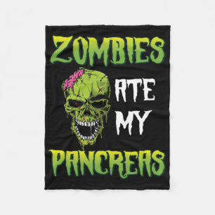 Zombies Ate My Pancreas Diabetes Awareness Hallowe Fleece Blanket
