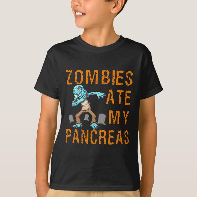 Zombies Ate My Pancreas - Fun Diabetes  T-Shirt (Front)