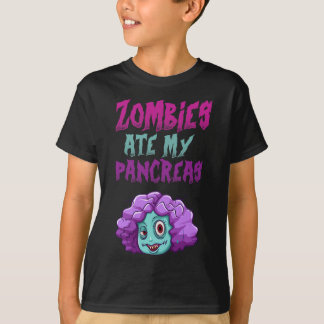 Zombies Ate My Pancreas T1d Type 1 Diabetes Girls  T-Shirt