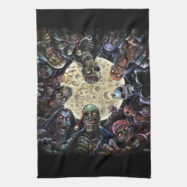 Zombies Attack (Zombie Horde) Tea Towel (Vertical)