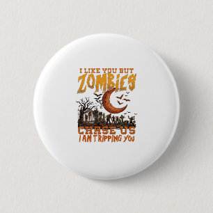 Zombies Chase Us Halloween Graveyard Crescent Moon 6 Cm Round Badge