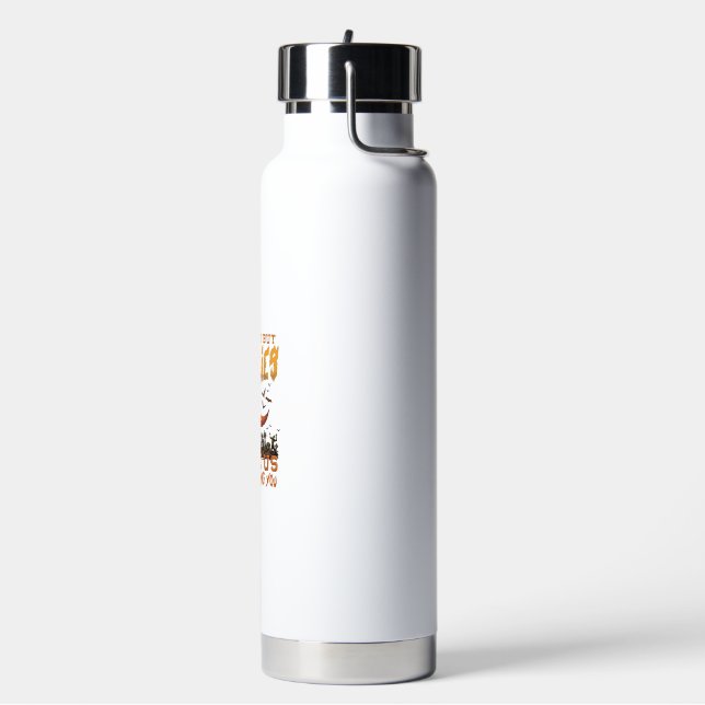 Zombies Chase Us Halloween Graveyard Crescent Moon Water Bottle (Left)